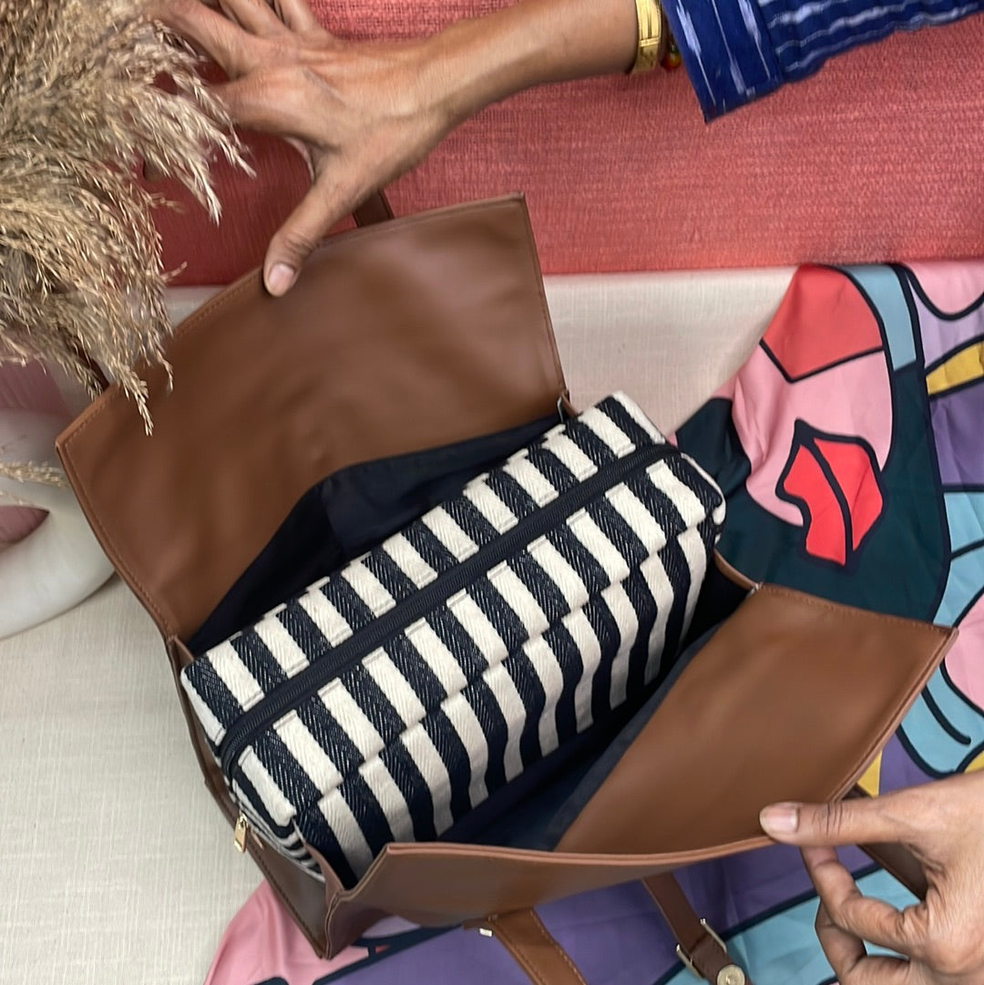 Brown With Black & White Stripes Leera 12inch