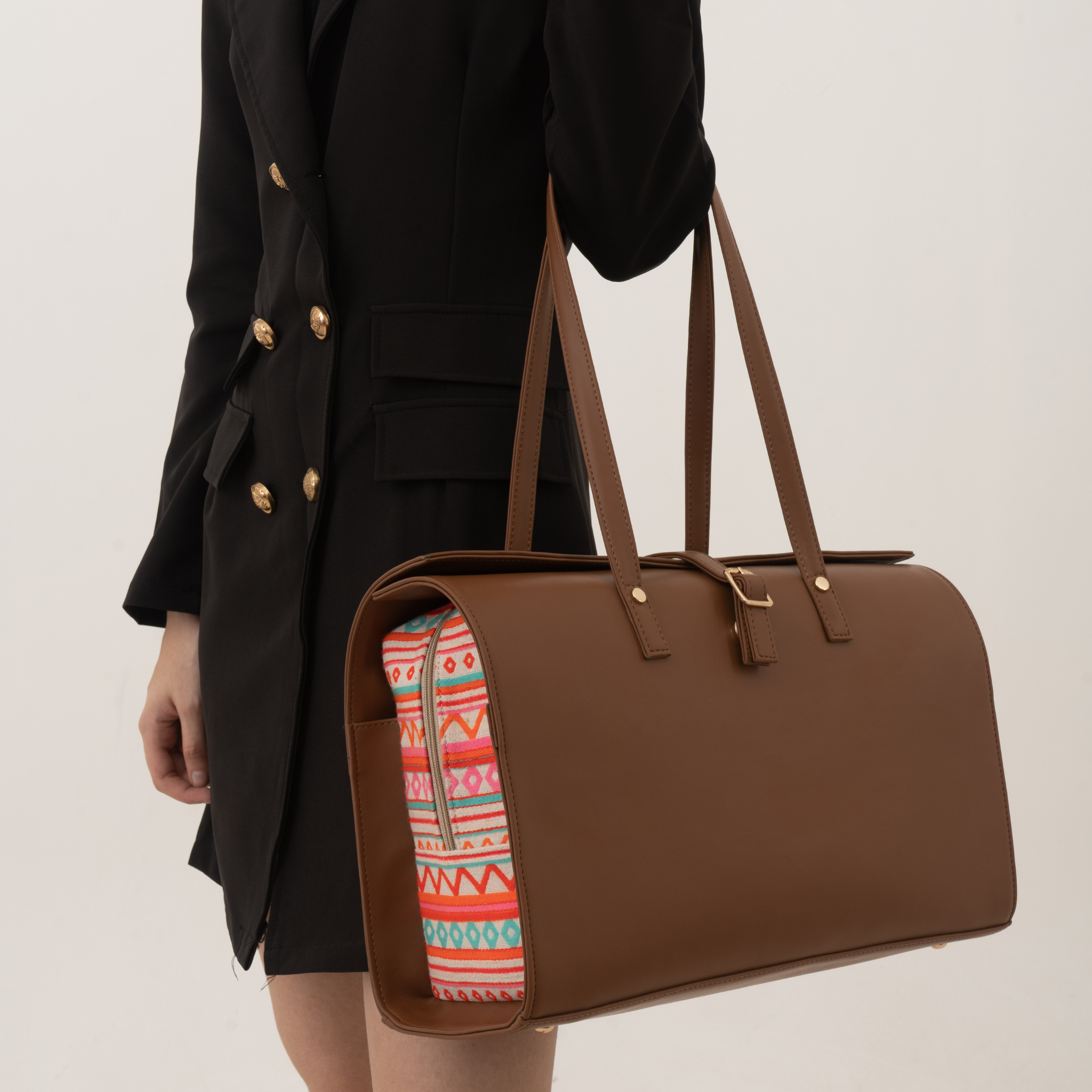 Brown with Boho Design Leera 14inch Bag