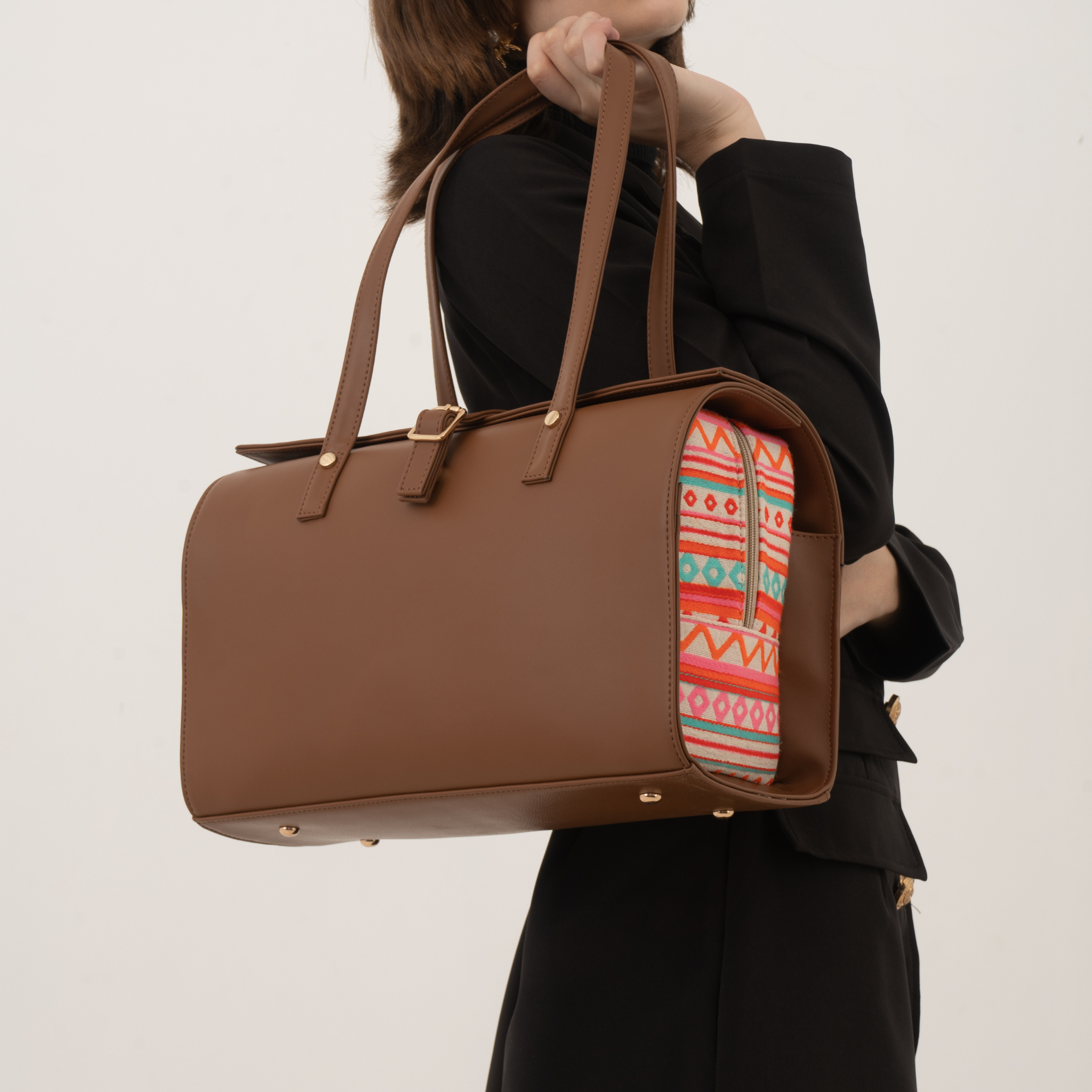 Brown with Boho Design Leera 14inch Bag