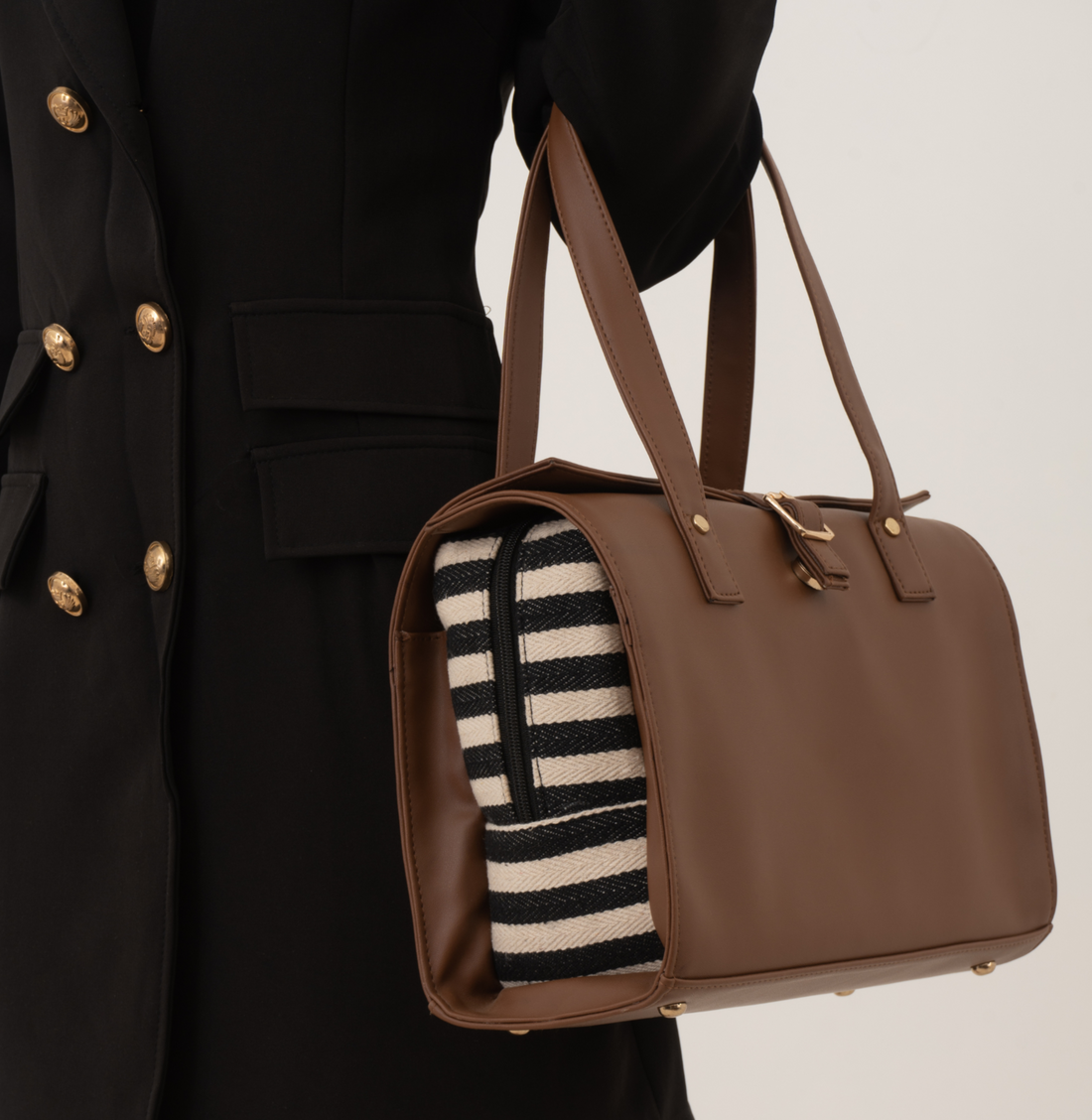 Brown With Black & White Stripes Leera 12inch