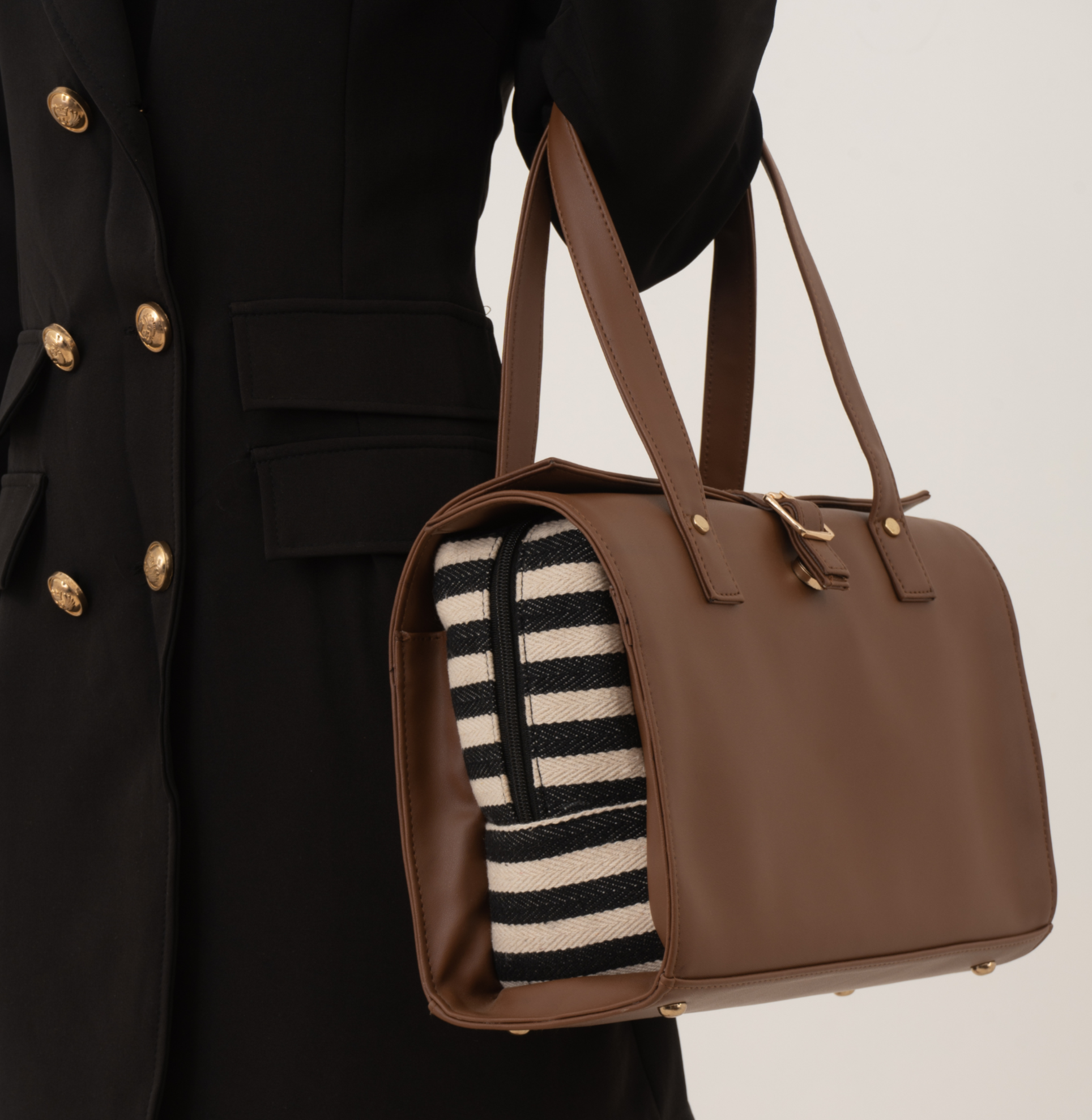 Brown With Black & White Stripes Leera 12inch