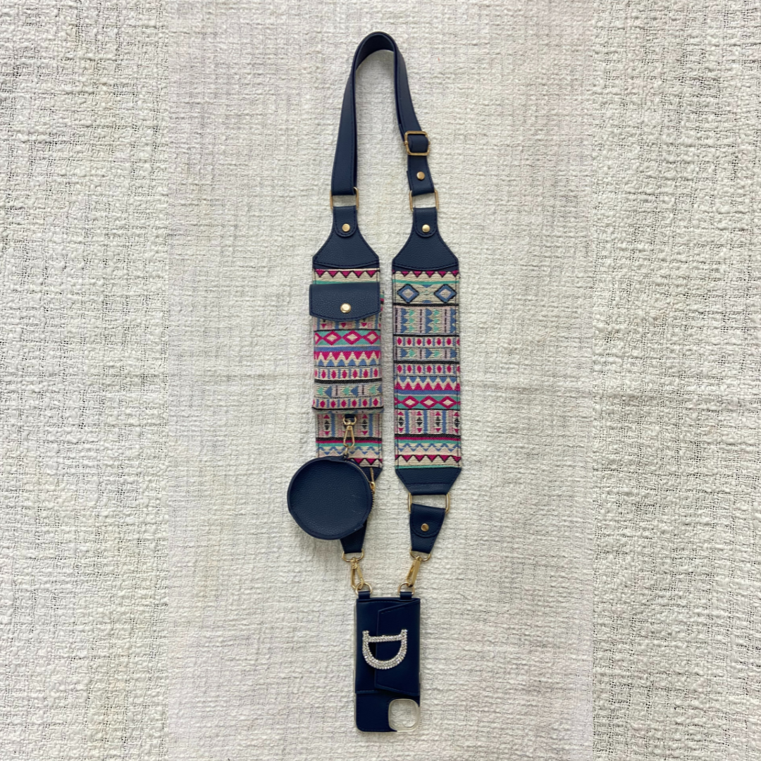 Blue Purple Pop Cloth on Pocket Pochette only Belt
