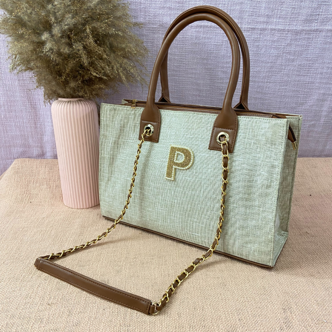 Beige Chain Tote 15inch