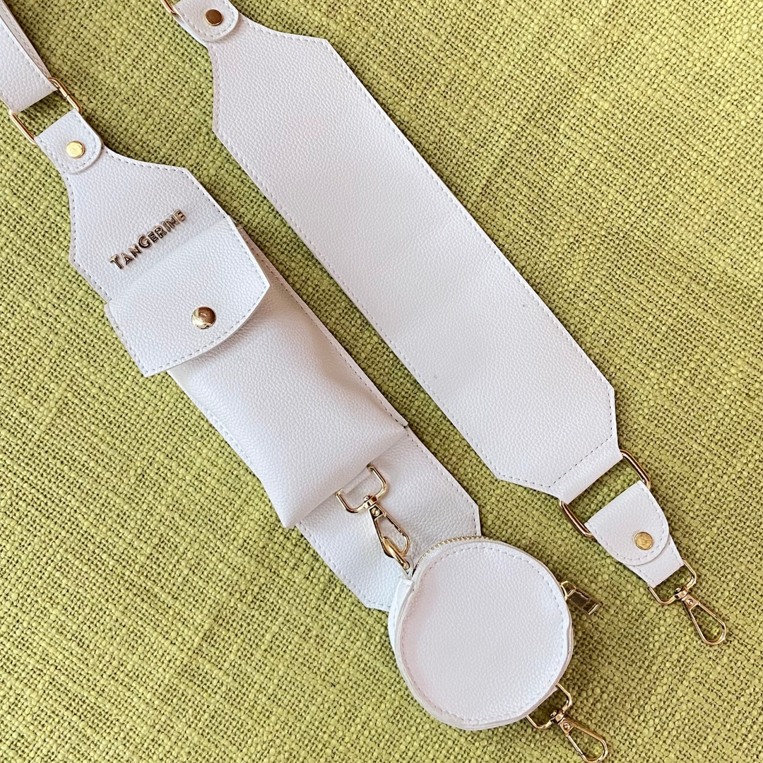 White Dual Compartment + White Plain Pochette Belt