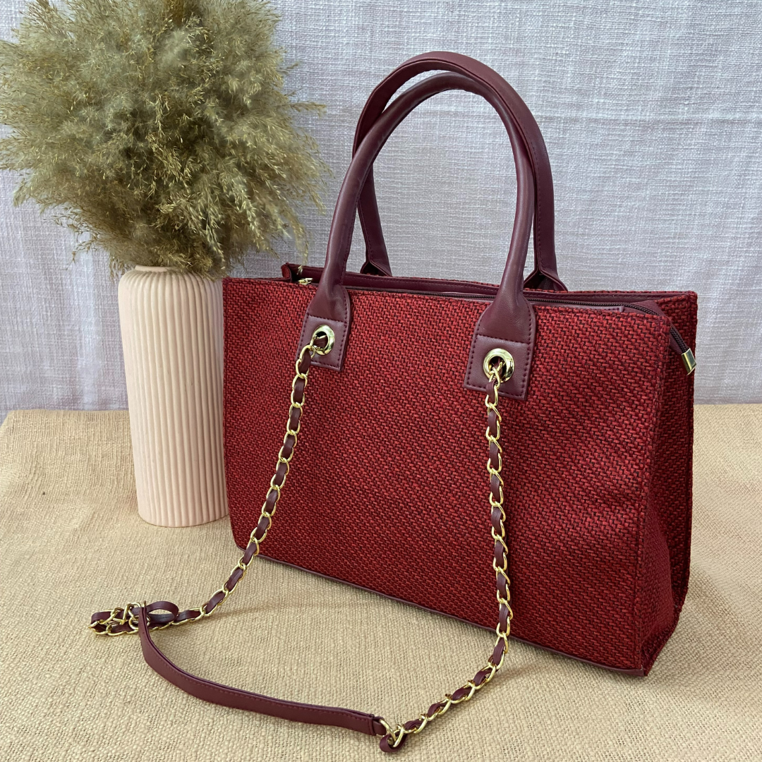 Mulberry Red Chain Tote 15inch.