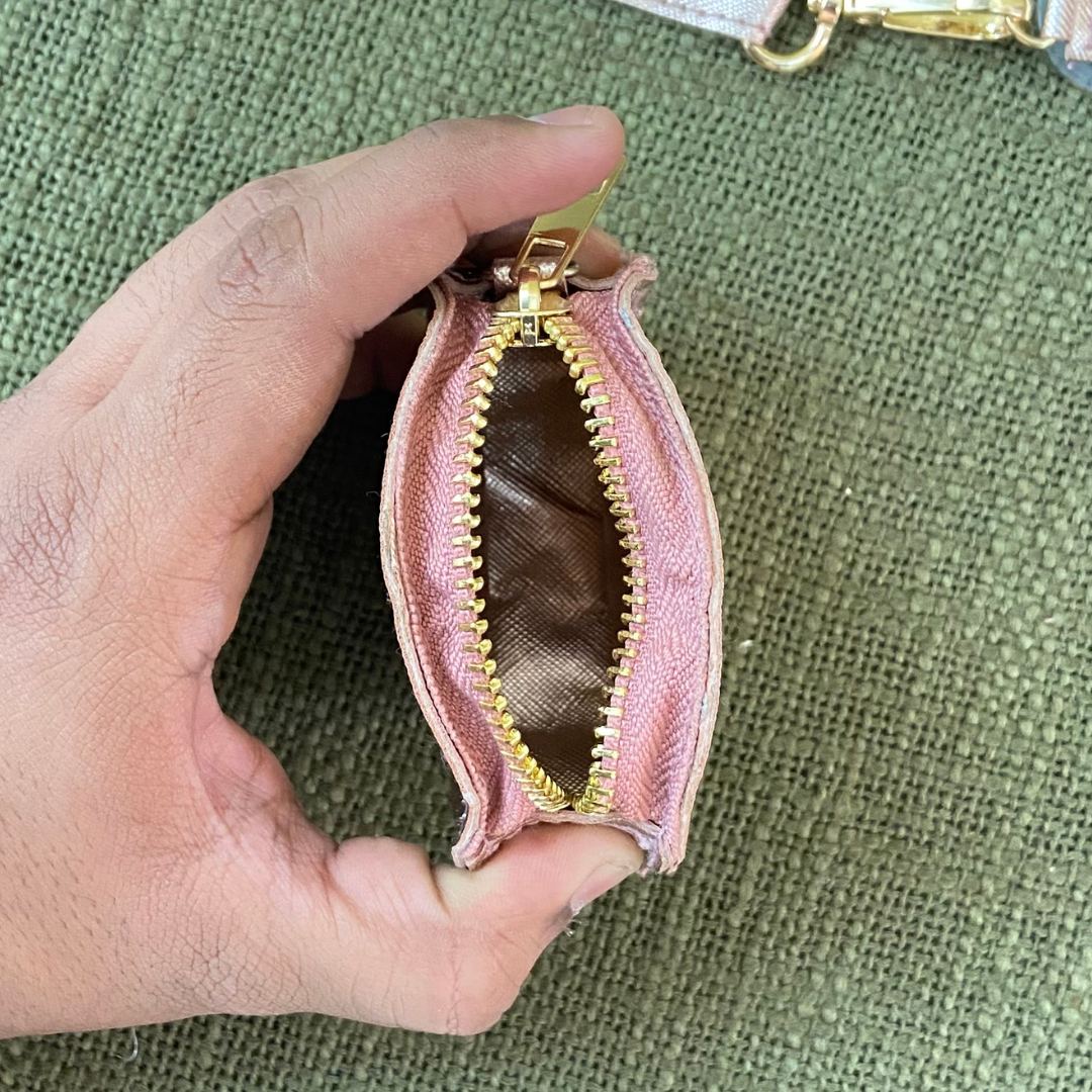 Rose Gold Metallic Plain Pochette Belt with Phone Case