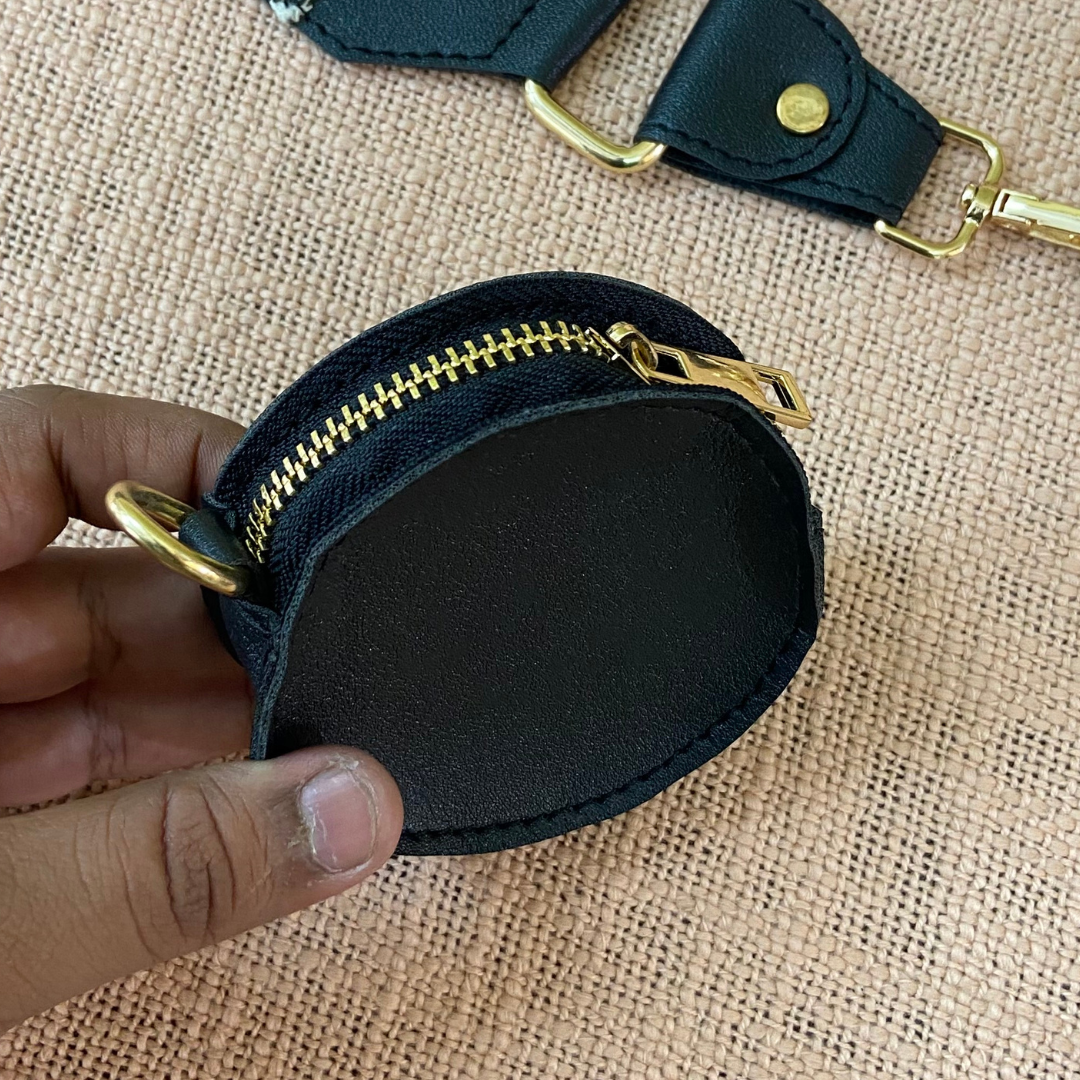 Black Pouch + Black with Multi-Color Diamond Pochette Belt.