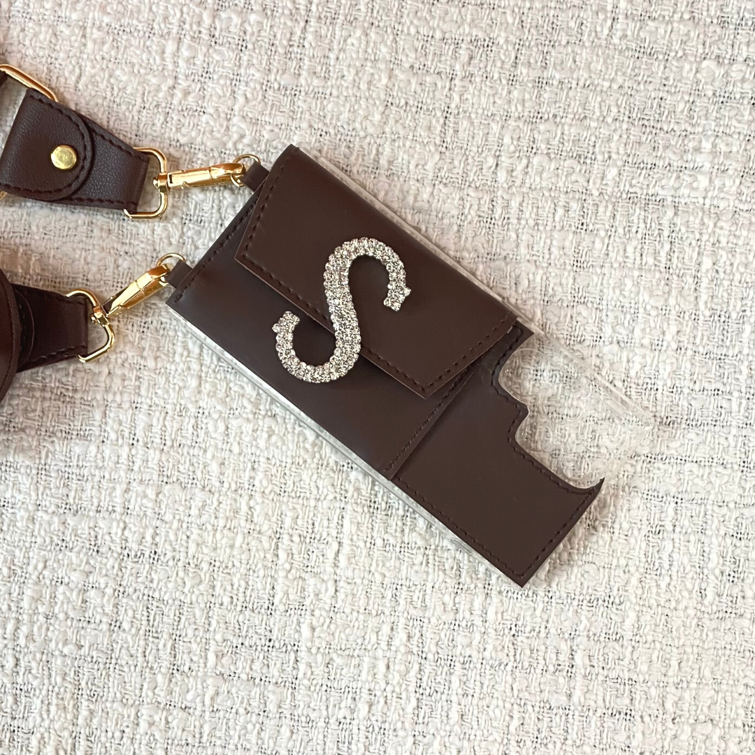 Brown with Brown Tribal Cloth on Pocket Pochette Belt with Phone Case
