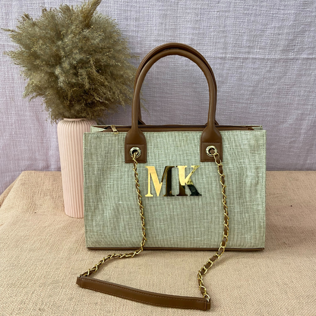 Beige Chain Tote 15inch