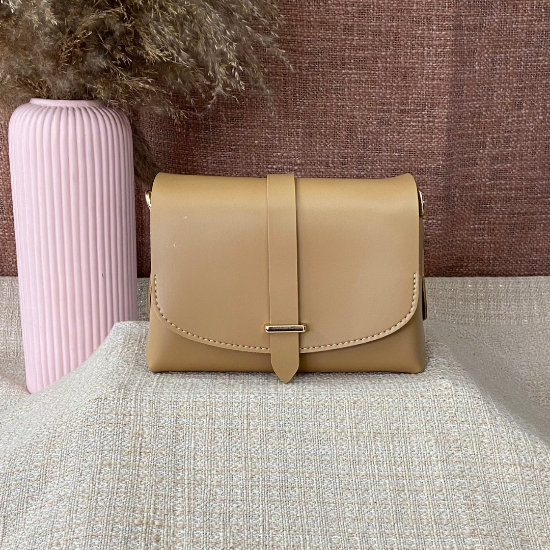 Beige Eva Bag with Sling Chain.