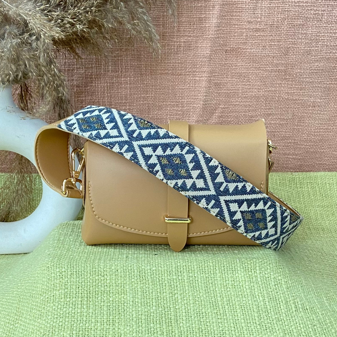 Beige Eva Bag with Light Black Diamond Belt + Big Wallet