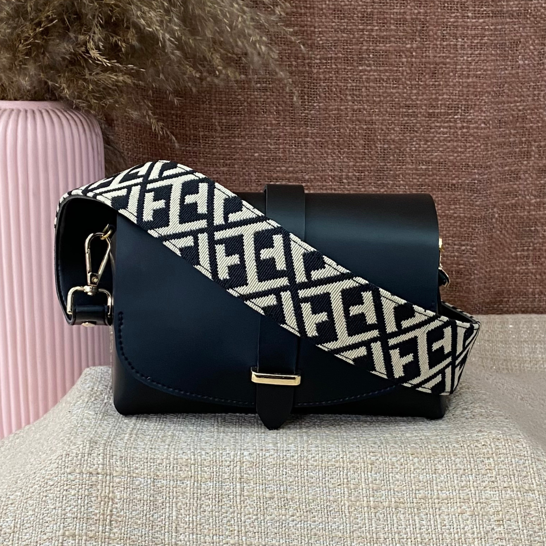 Black Eva Bag with T-Shape Design Belt + Big Wallet