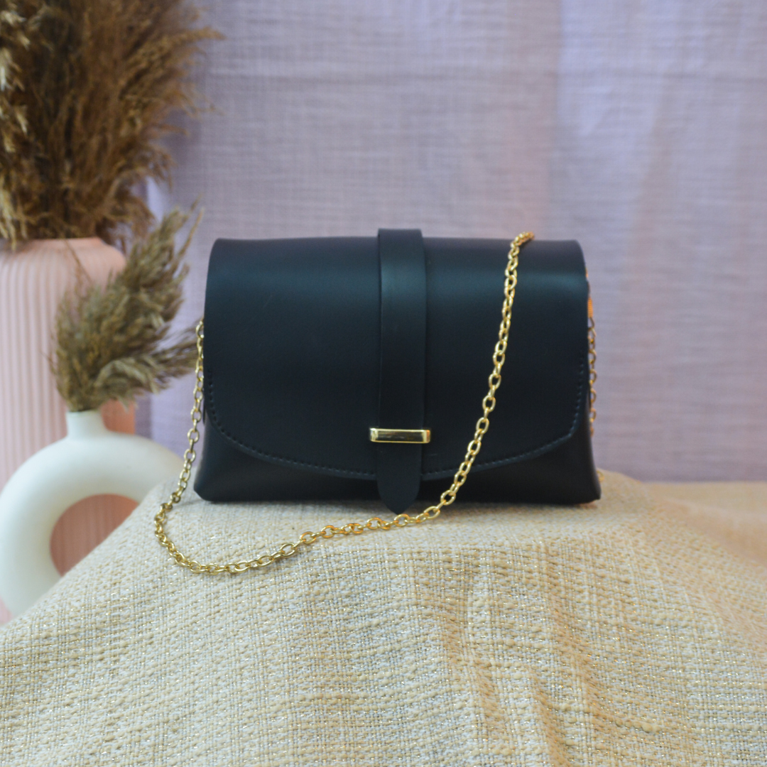 Black Eva Bag with Black & White Tribal Belt + Big Wallet