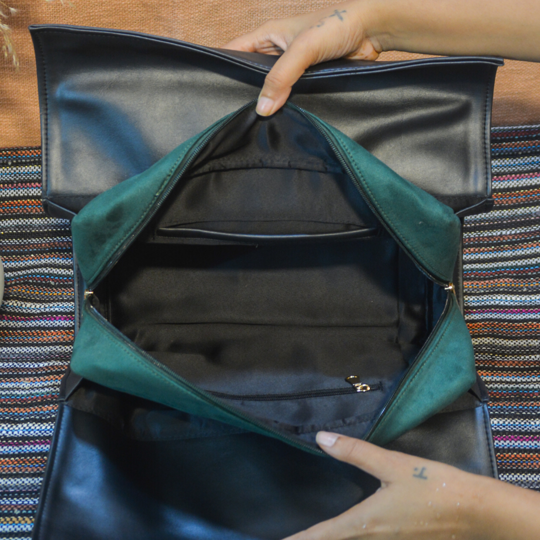 Black with Green Swede Leera 14inch Bag