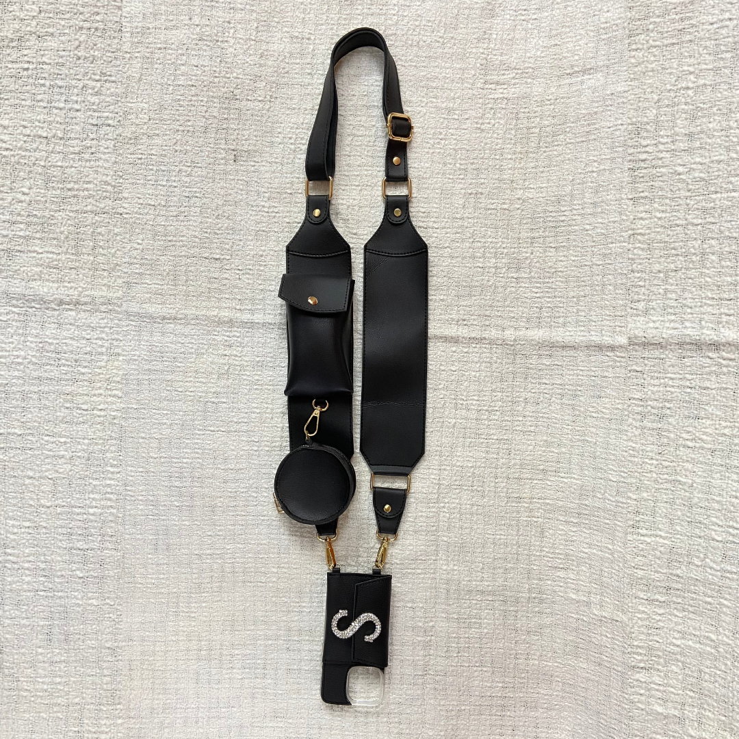 Black Eva + Black Plain Pochette Belt with Phone Case