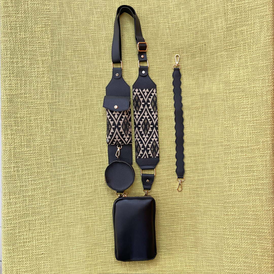 Black Pouch + Black with Black Diamond Cloth on Pocket Pochette Belt.