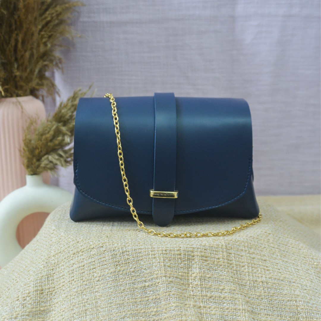 Dark Blue Eva Bag with Sling Chain.