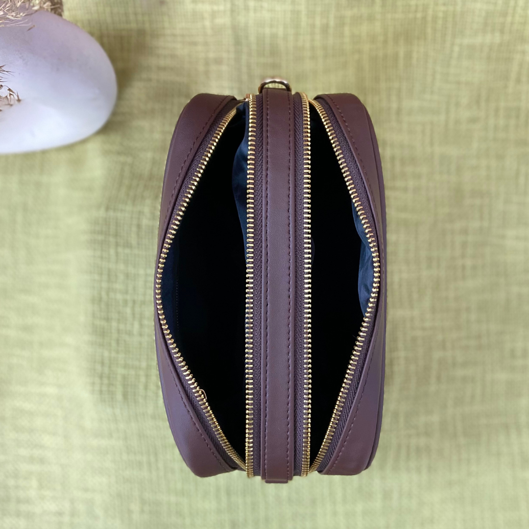 Brown Dual Compartment + Brown Plain Pochette Belt