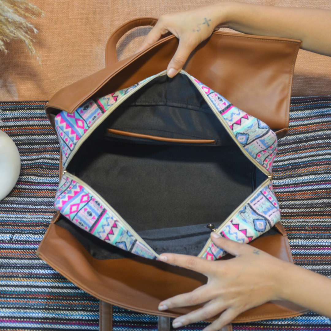 Brown Purple Pop Leera 16inch Bag