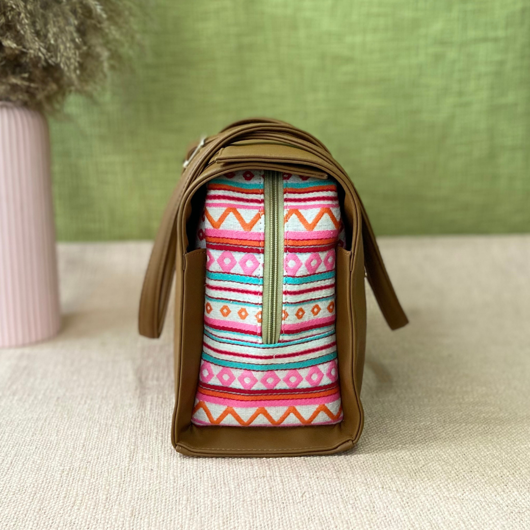 Brown with Boho Design Leera 14inch Bag