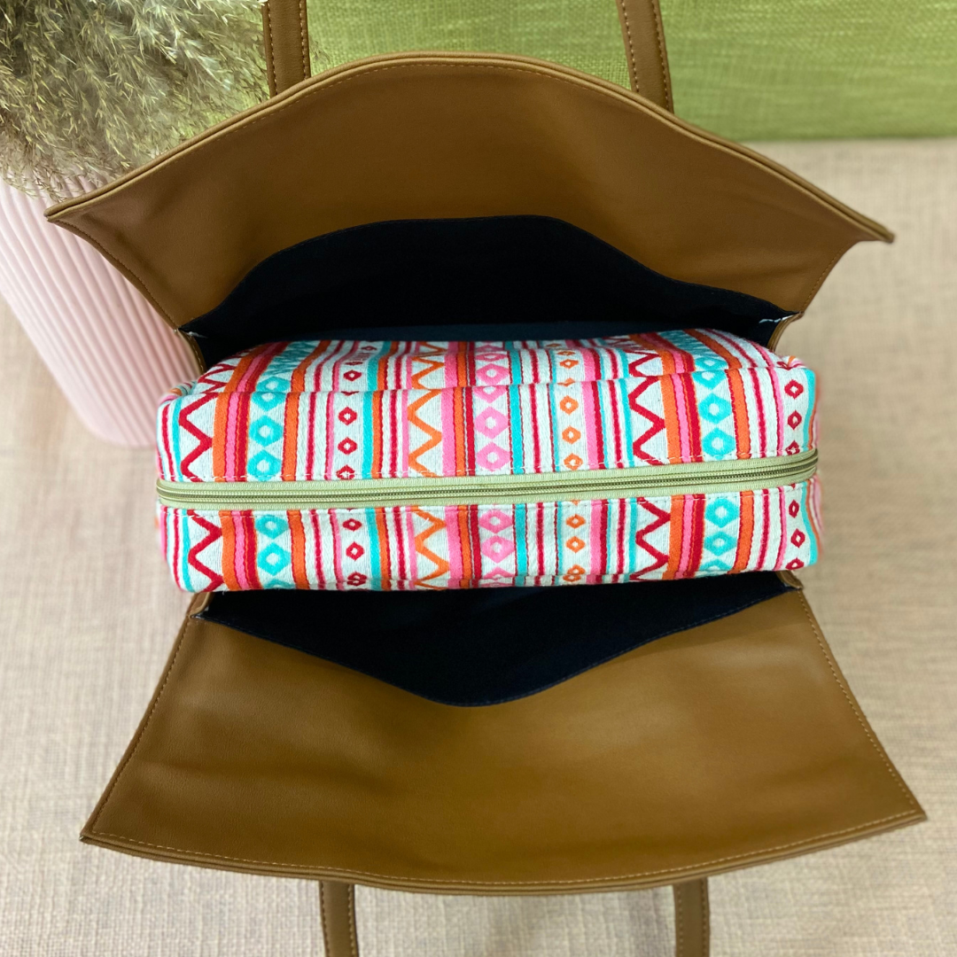 Brown with Boho Design Leera 14inch Bag