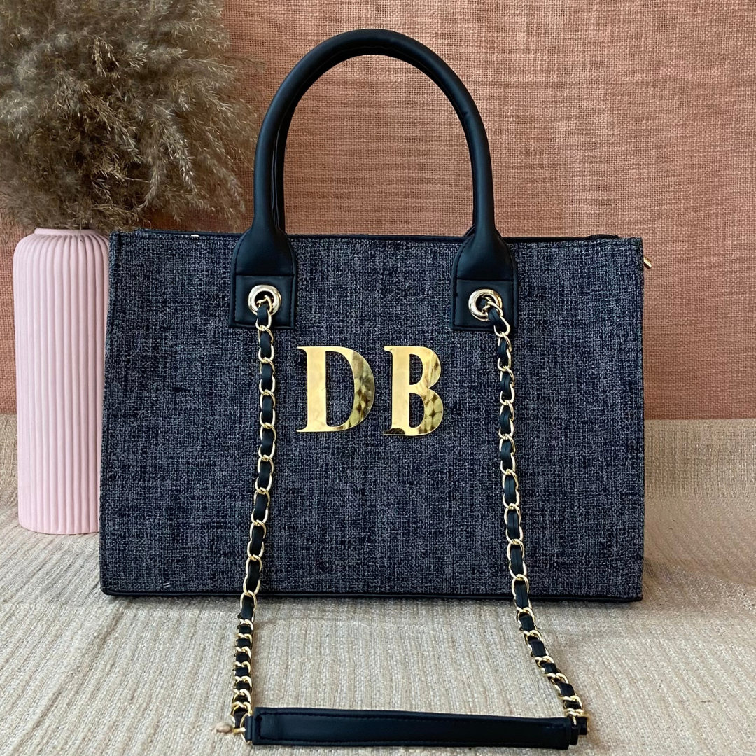 Charcoal Grey Chain Tote 15inch.