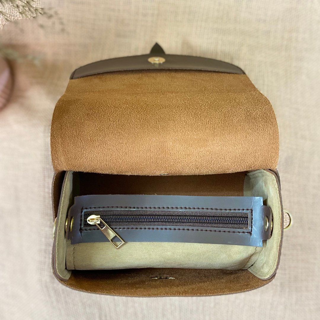 Dark Brown Eva Bag with Sling Chain