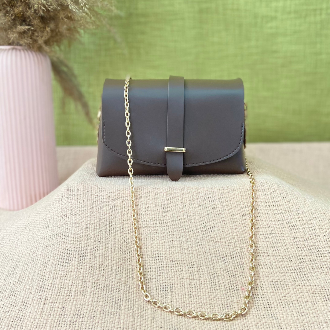 Dark Brown Eva Bag with Sling Chain