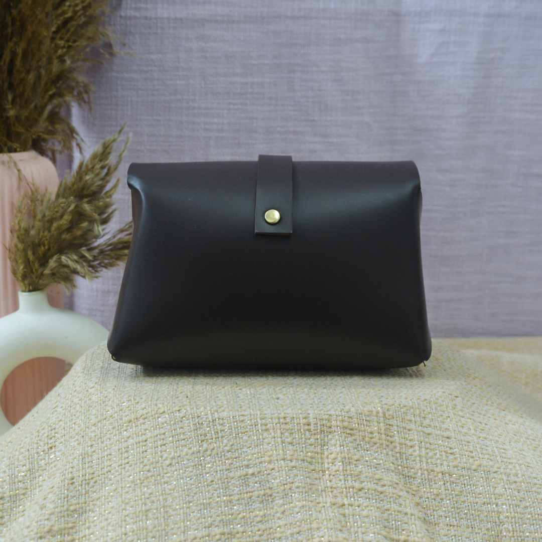 Dark Brown Eva Bag with T-Shape Design Belt + Big Wallet