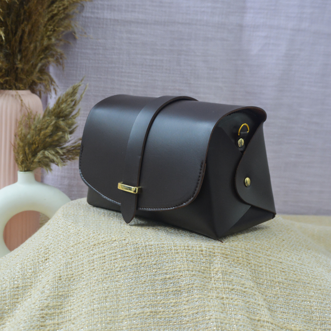 Dark Brown Eva Bag with T-Shape Design Belt + Mini Wallet