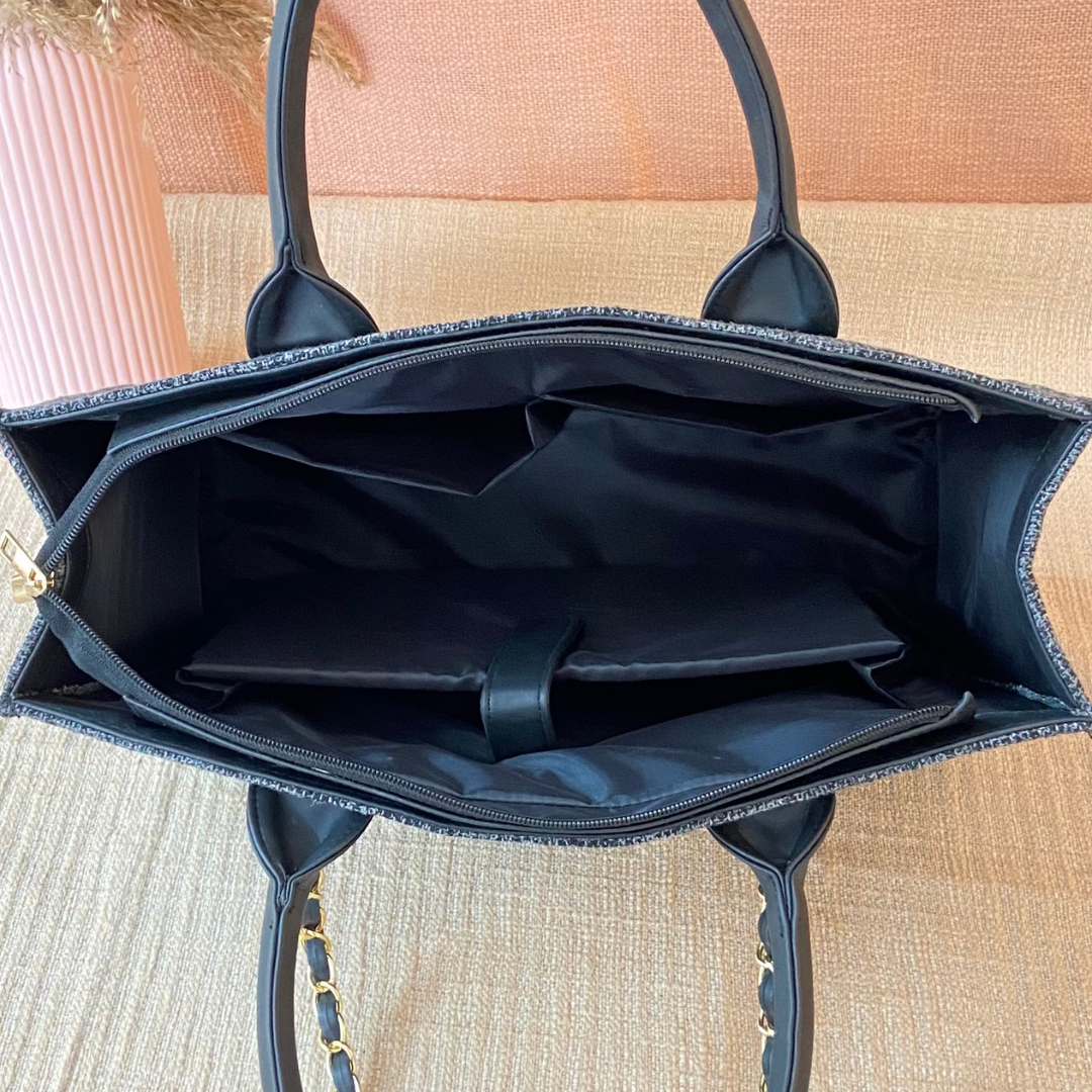 Dark Grey Chain Tote 15inch.