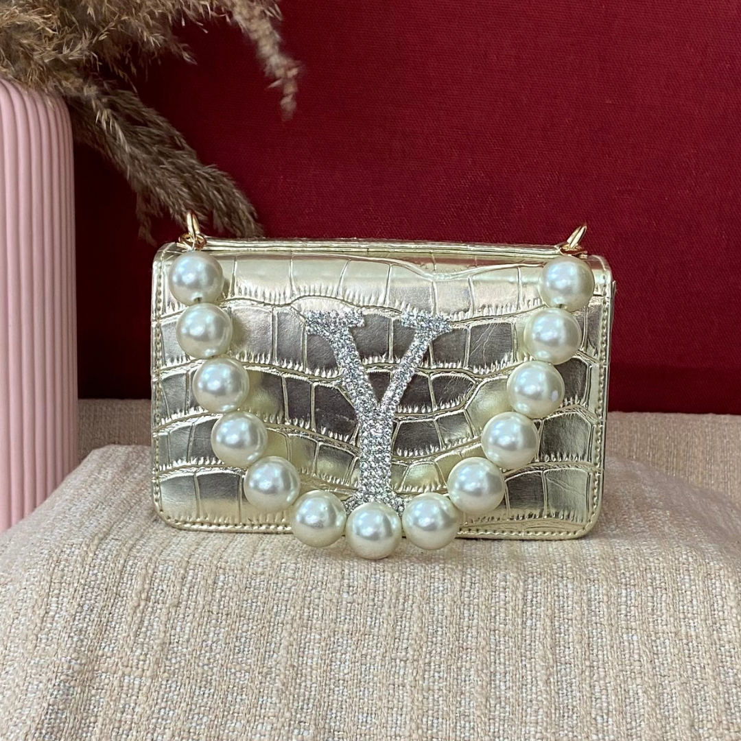 Gold Croc Embossed Box Style Waist Bag Phone Size