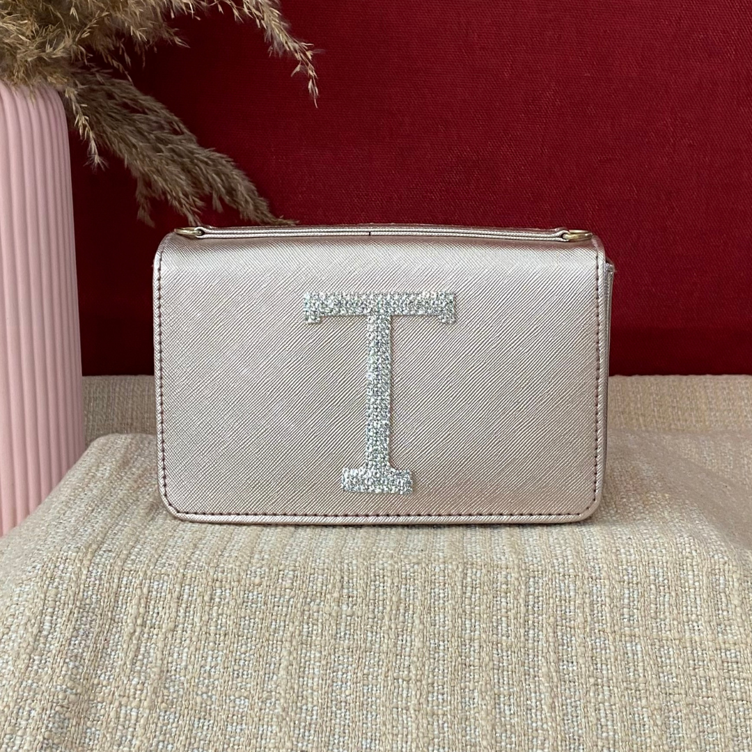 Rose Gold Box Style Waist Bag Phone Size.