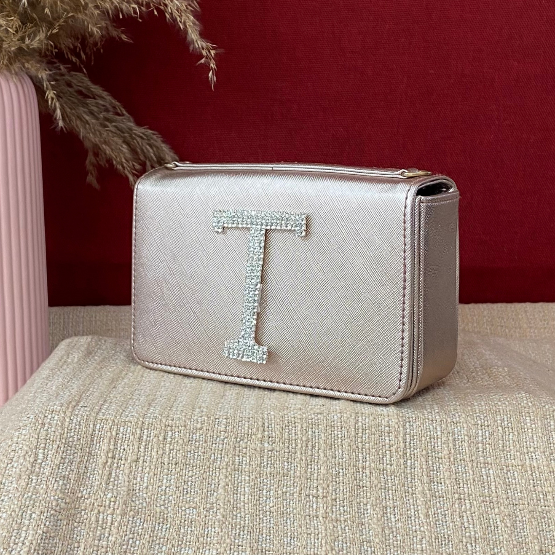 Rose Gold Box Style Waist Bag Phone Size.