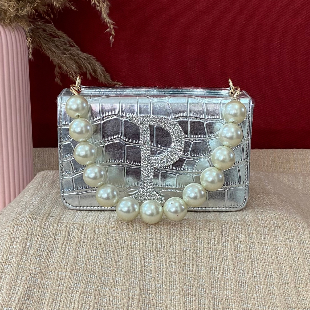 Silver Croc Embossed Box Style Waist Bag Phone Size