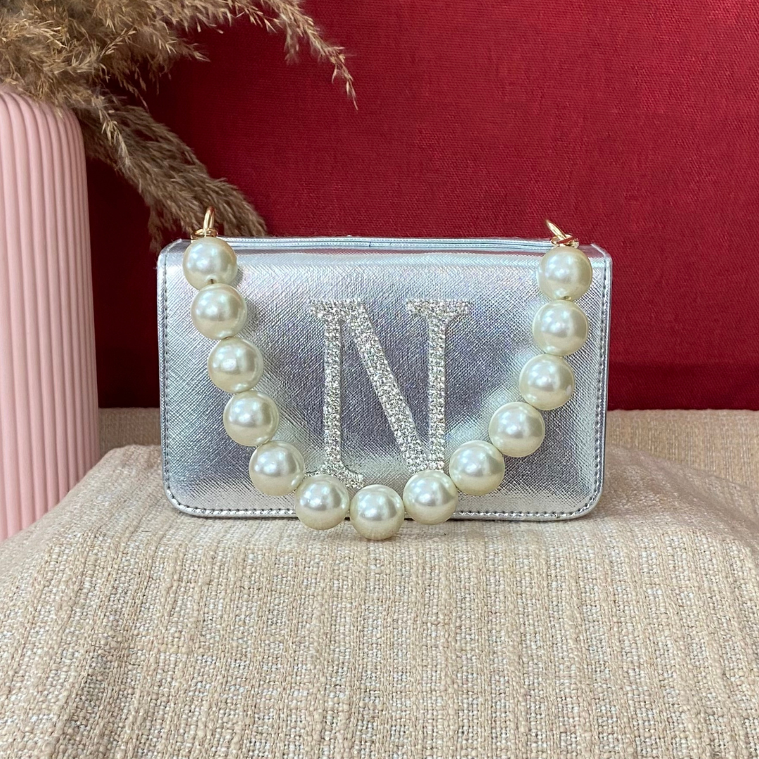 Silver Textured Box Style Waist Bag Phone Size.
