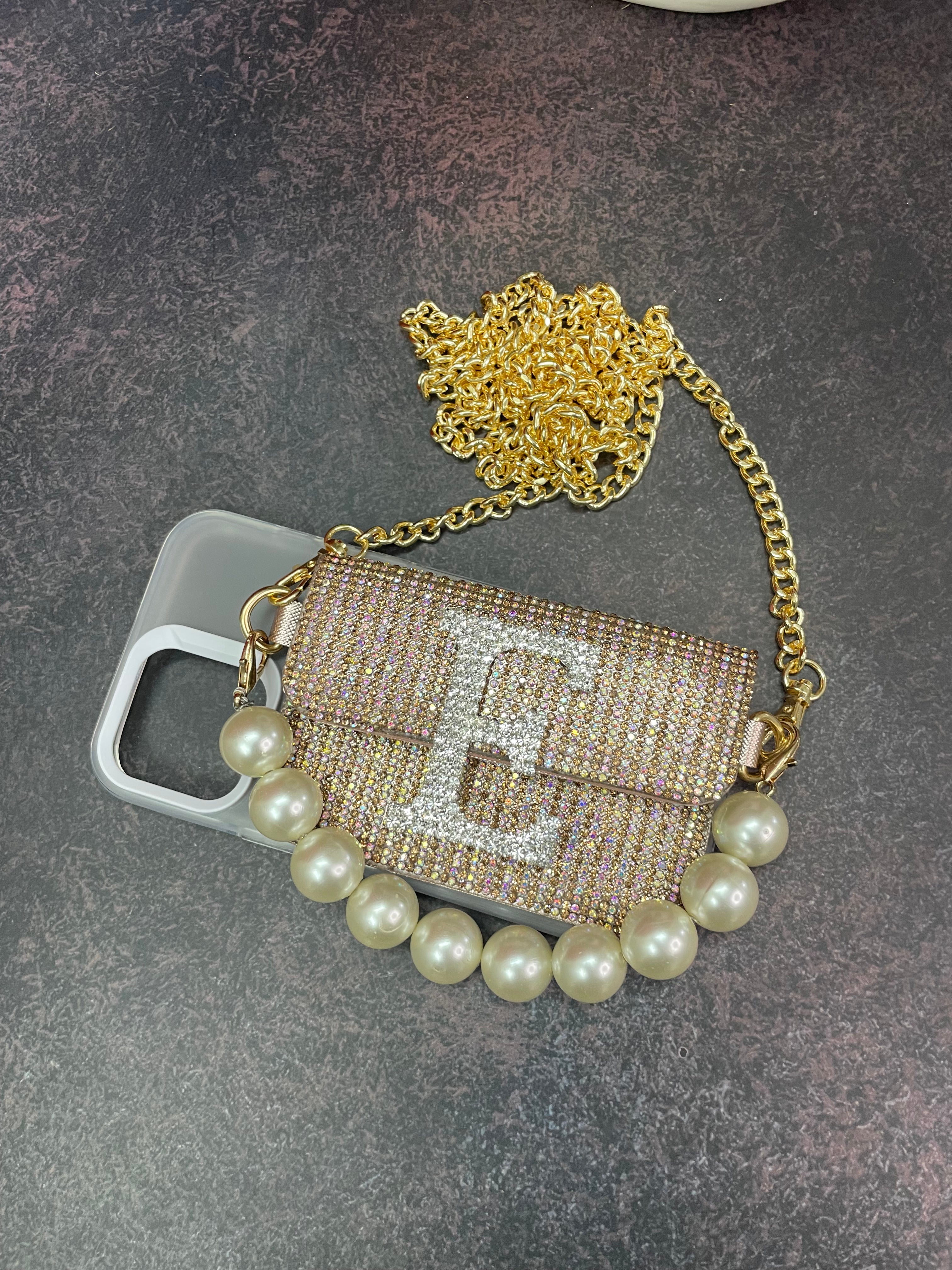 ROSE GOLD BEADED PHONE SLING