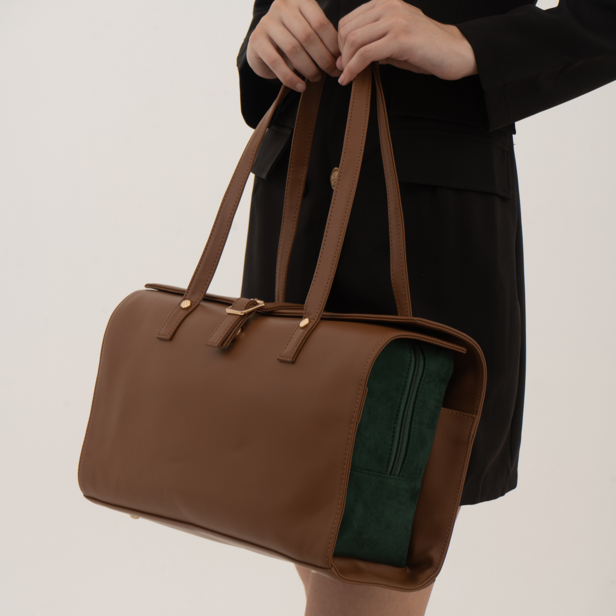 Brown with Green Swede Leera 16inch Bag