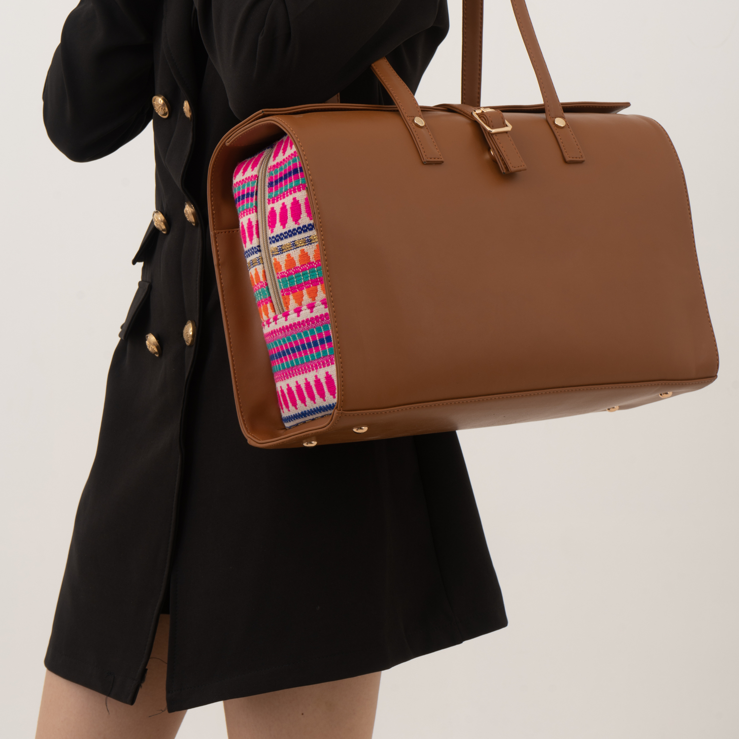 Tan Pink Bullet Leera 14inch Bag