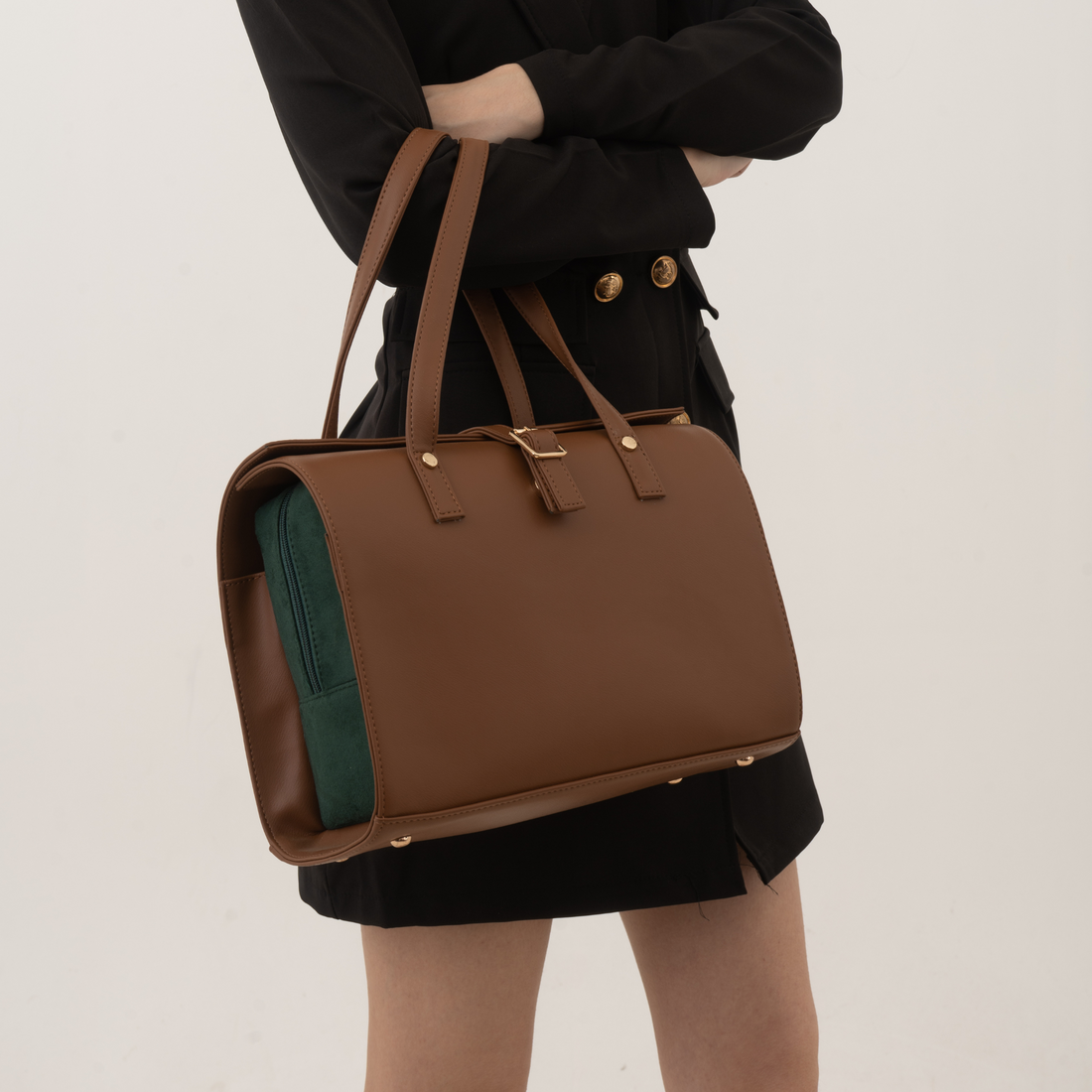 Brown with Green Swede Leera 14inch Bag