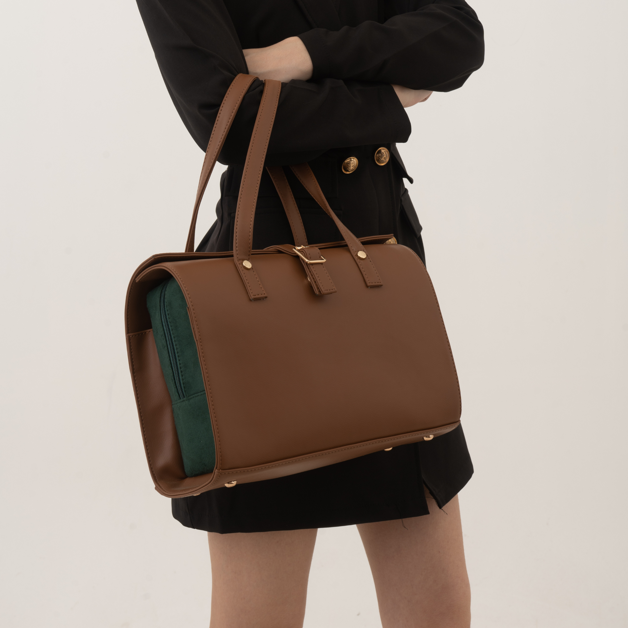 Brown with Green Swede Leera 14inch Bag