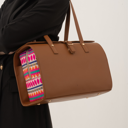 Tan Pink Bullet Leera 14inch Bag