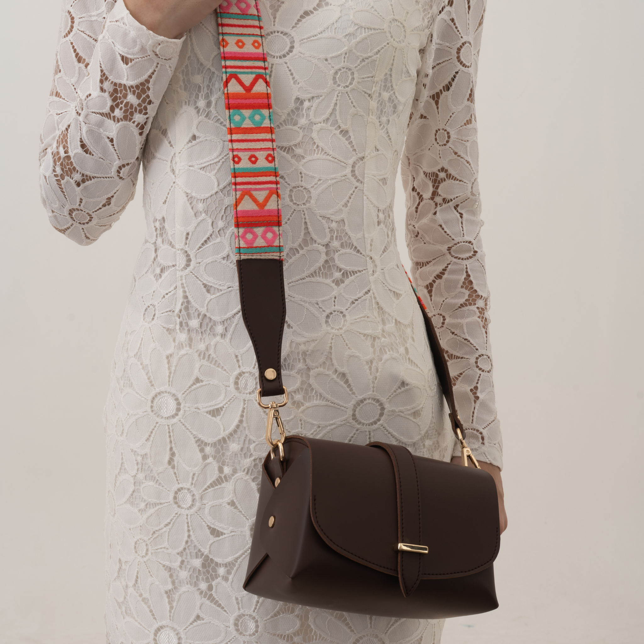 Dark Brown Eva Bag with Boho Belt.