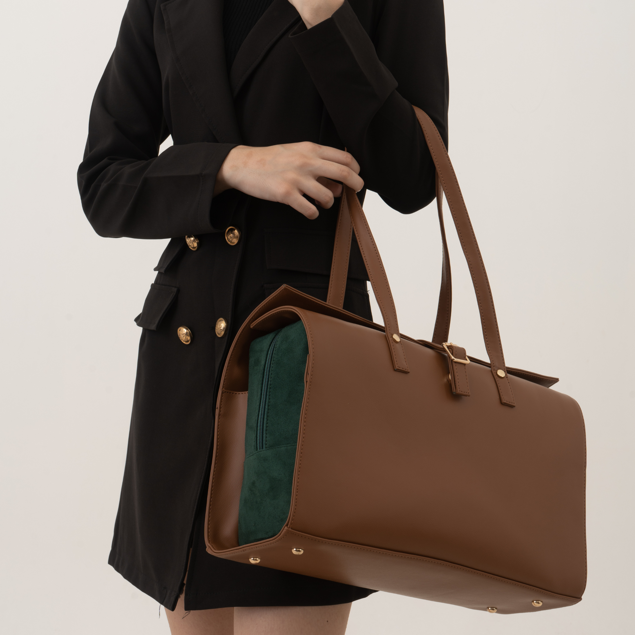 Brown with Green Swede Leera 14inch Bag