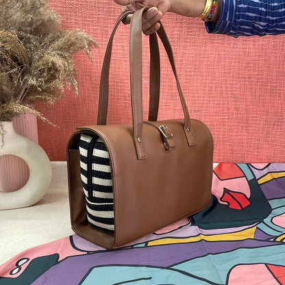 Brown With Black  &amp; White Stripes Leera 12inch