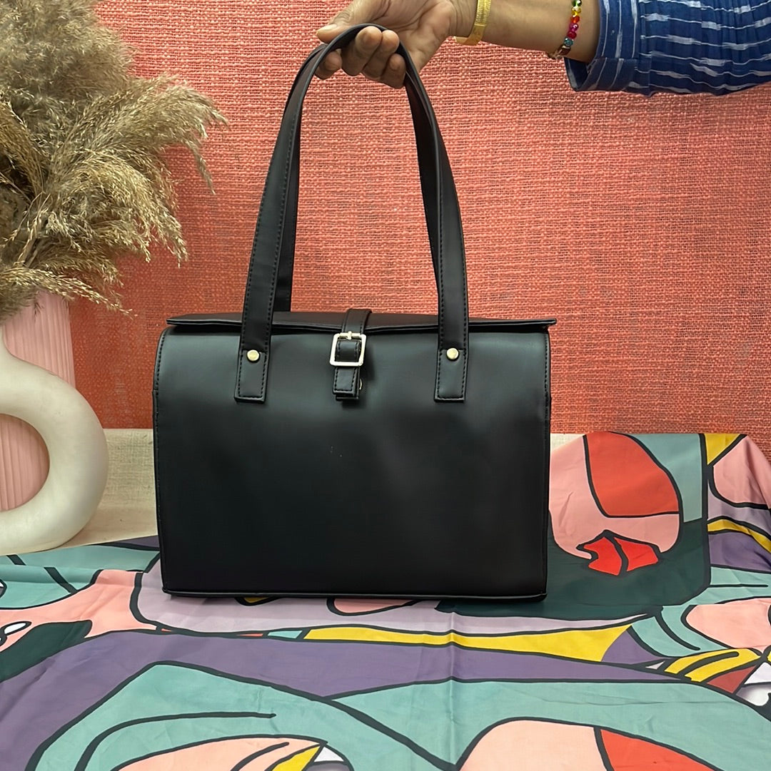 Black with Black &amp; White Vintage Small Print Leera 12inch Bag