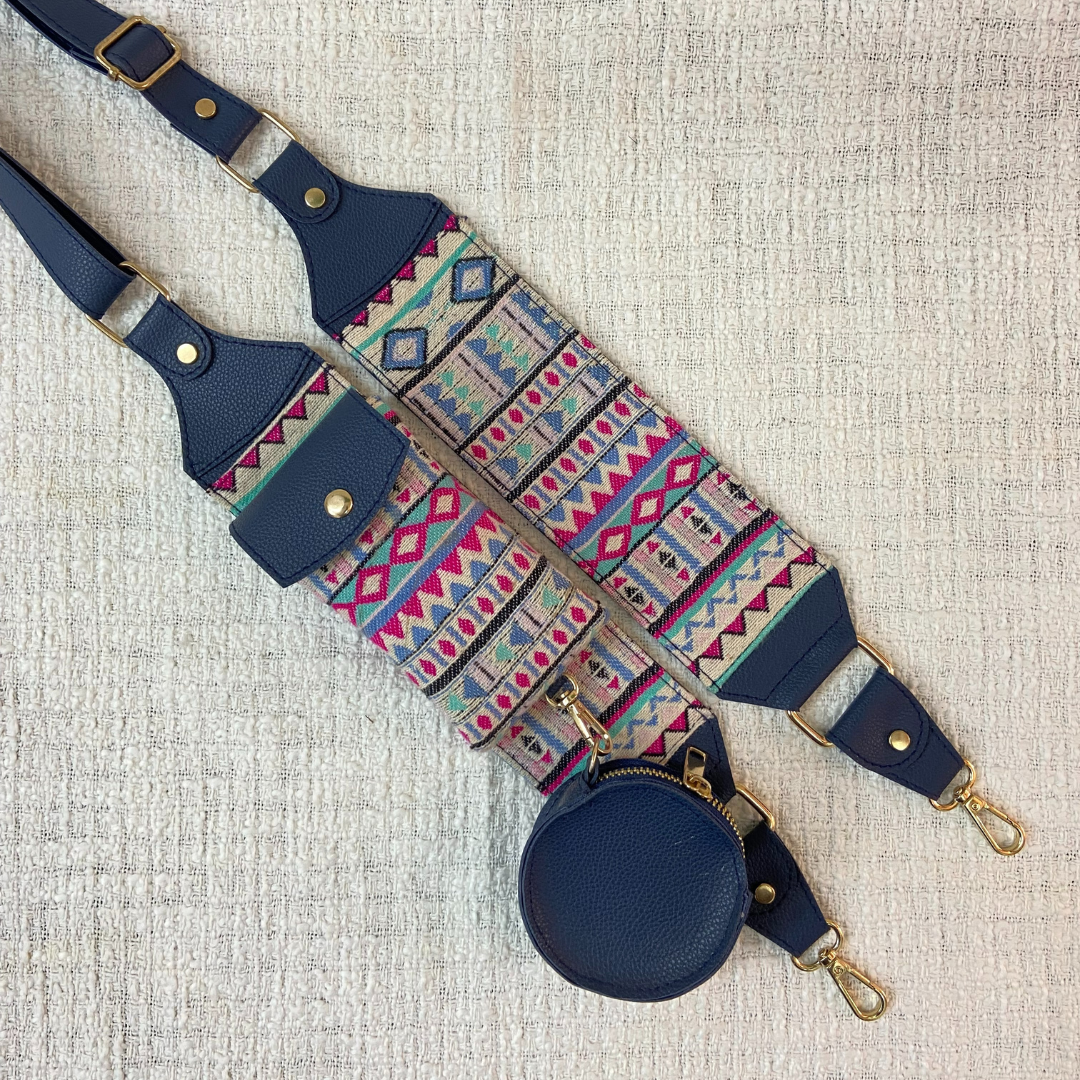 Blue Purple Pop Cloth on Pocket Pochette only Belt