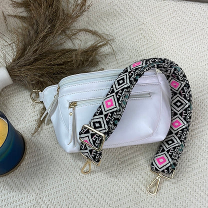 BUM BAG IN WHITE WITH PINK &amp; MINT DIAMOND BELT