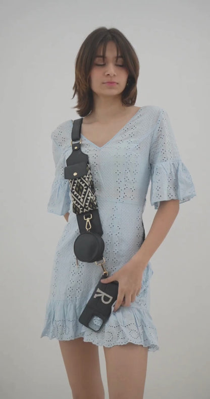 Black with Black Diamond Cloth on Pocket Pochette Belt with phone case