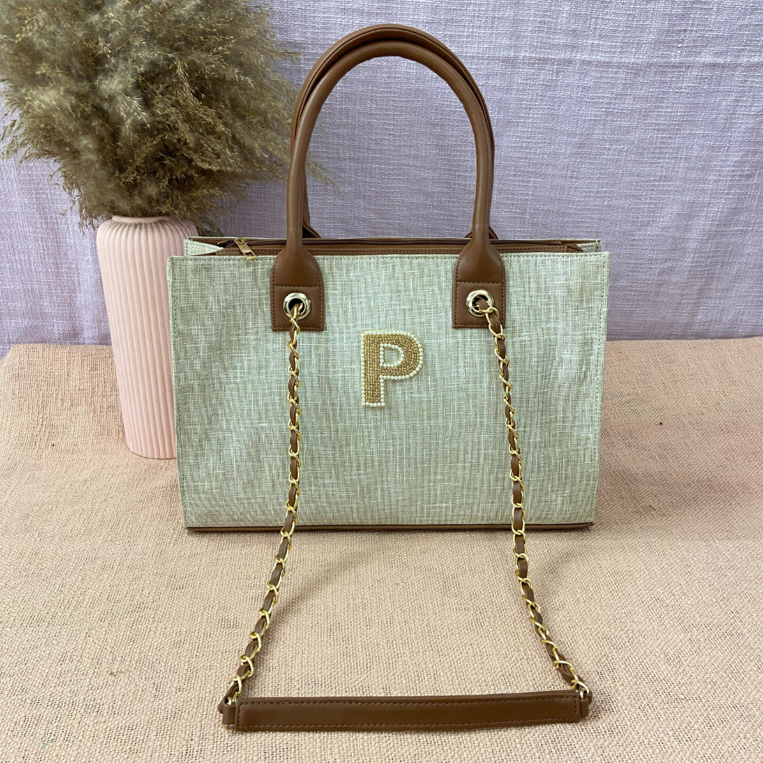 Beige Chain Tote 15inch